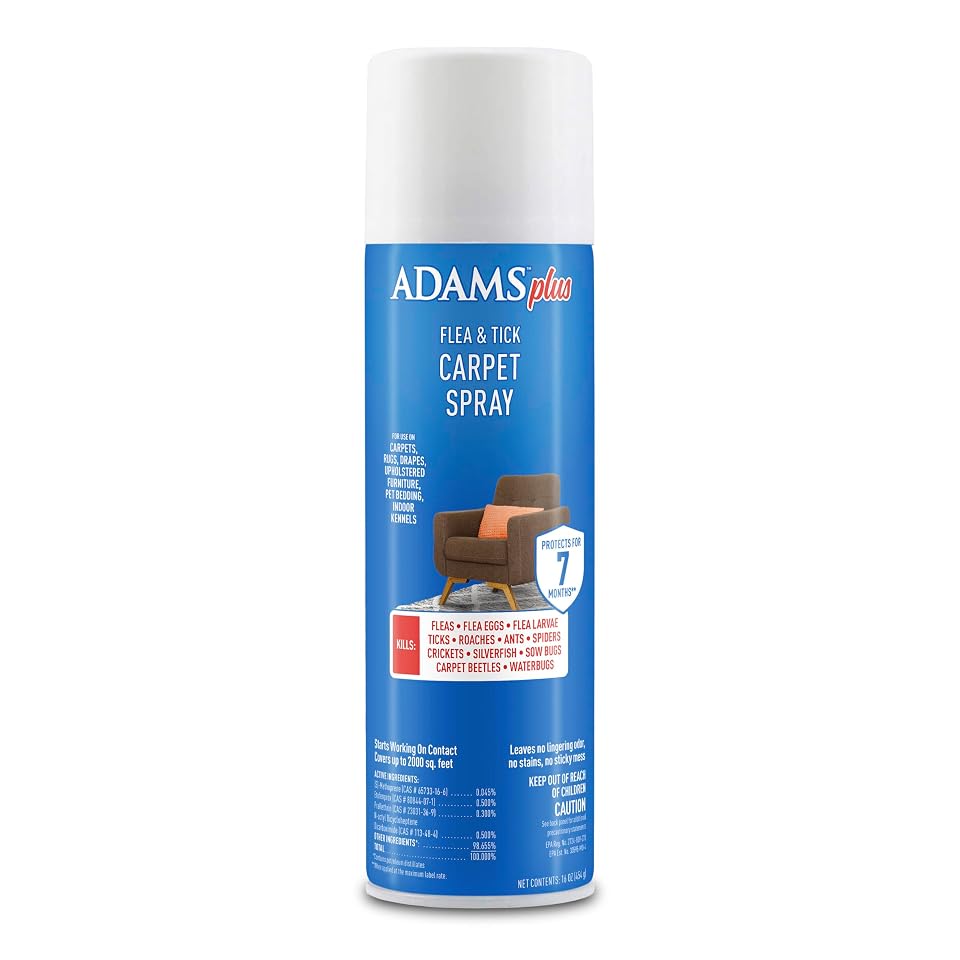 ADAMS Plus Flea & Tick Carpet Spray, Flea Spray for Home, 16 Oz | Flea treatment for home, flea spray for carpet and furniture, kills eggs and larvae, no lingering odor or stains