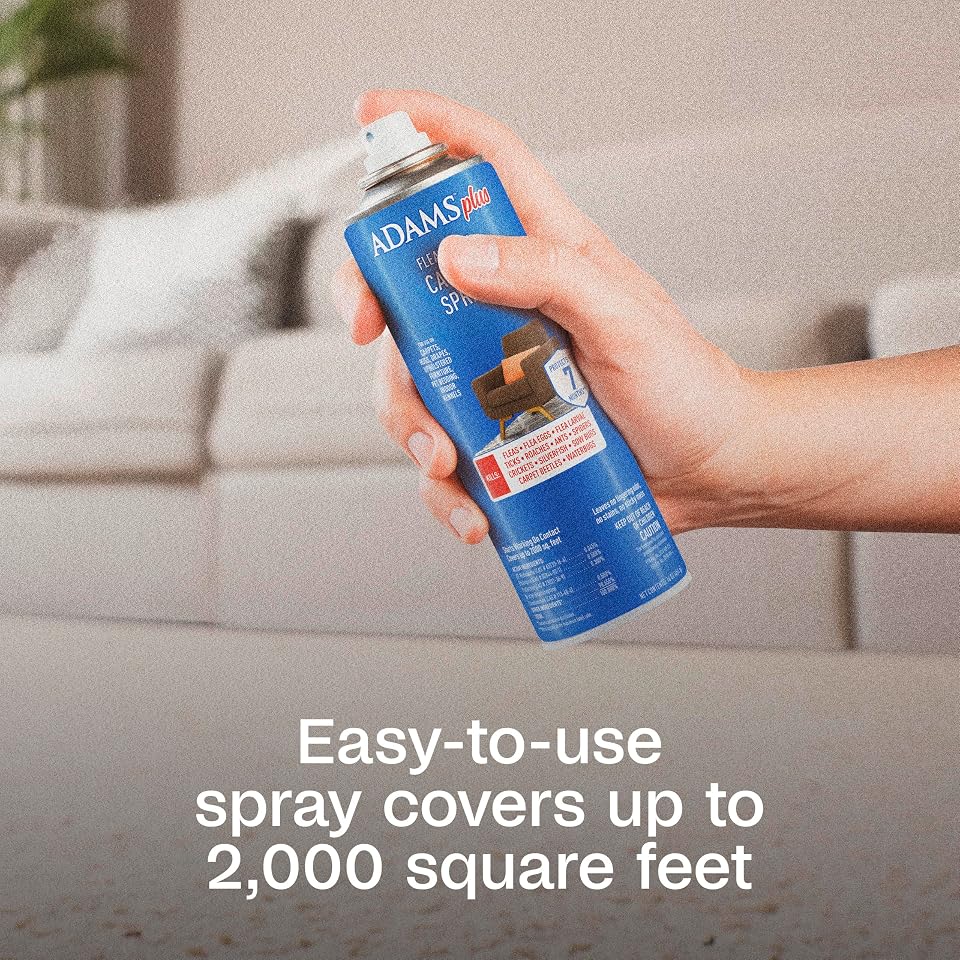ADAMS Plus Flea & Tick Carpet Spray, Flea Spray for Home, 16 Oz | Flea treatment for home, flea spray for carpet and furniture, kills eggs and larvae, no lingering odor or stains