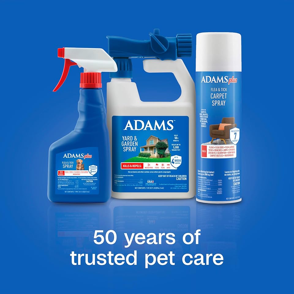 ADAMS Plus Flea & Tick Carpet Spray, Flea Spray for Home, 16 Oz | Flea treatment for home, flea spray for carpet and furniture, kills eggs and larvae, no lingering odor or stains