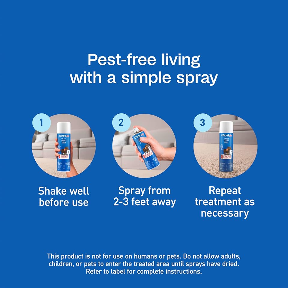 ADAMS Plus Flea & Tick Carpet Spray, Flea Spray for Home, 16 Oz | Flea treatment for home, flea spray for carpet and furniture, kills eggs and larvae, no lingering odor or stains