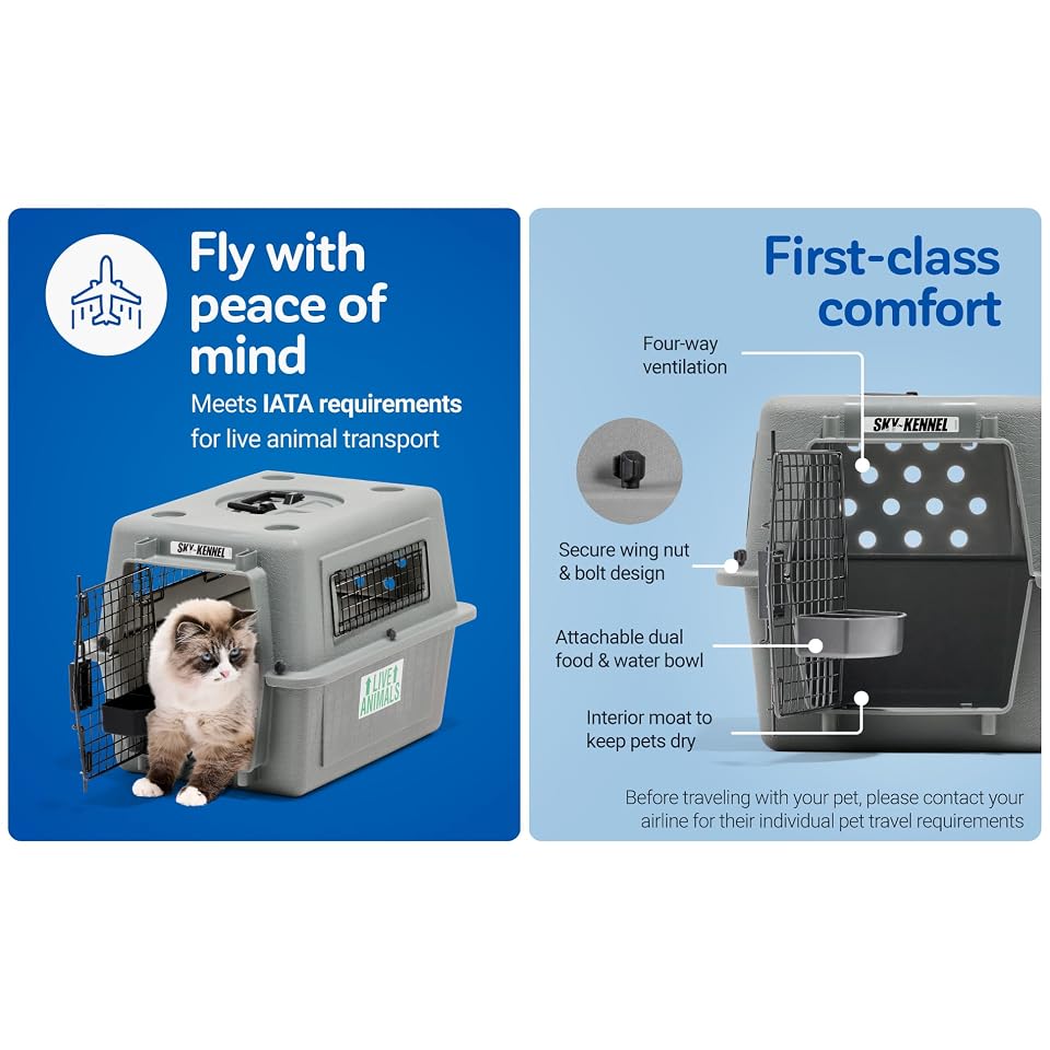 Petmate Sky Kennel for Air Travel, 28in Dog Crate for Pets 15 to 30lbs