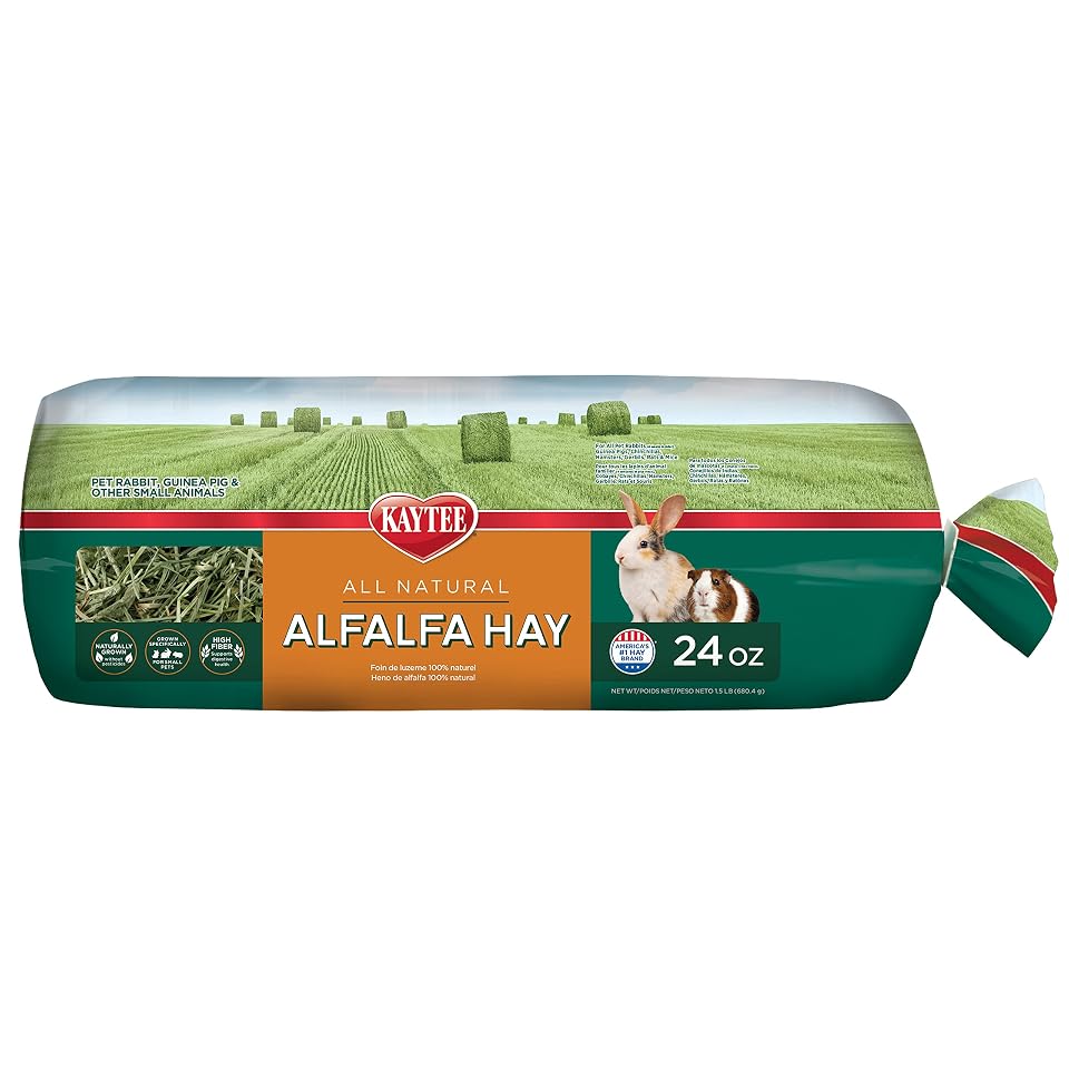 Kaytee Alfalfa Mini Bales, Guinea Pig Hay, 24 Ounces | Digestive support. Alfalfa hay for small animals. Mini hay bales, high protein and calcium, no pesticides or GMO