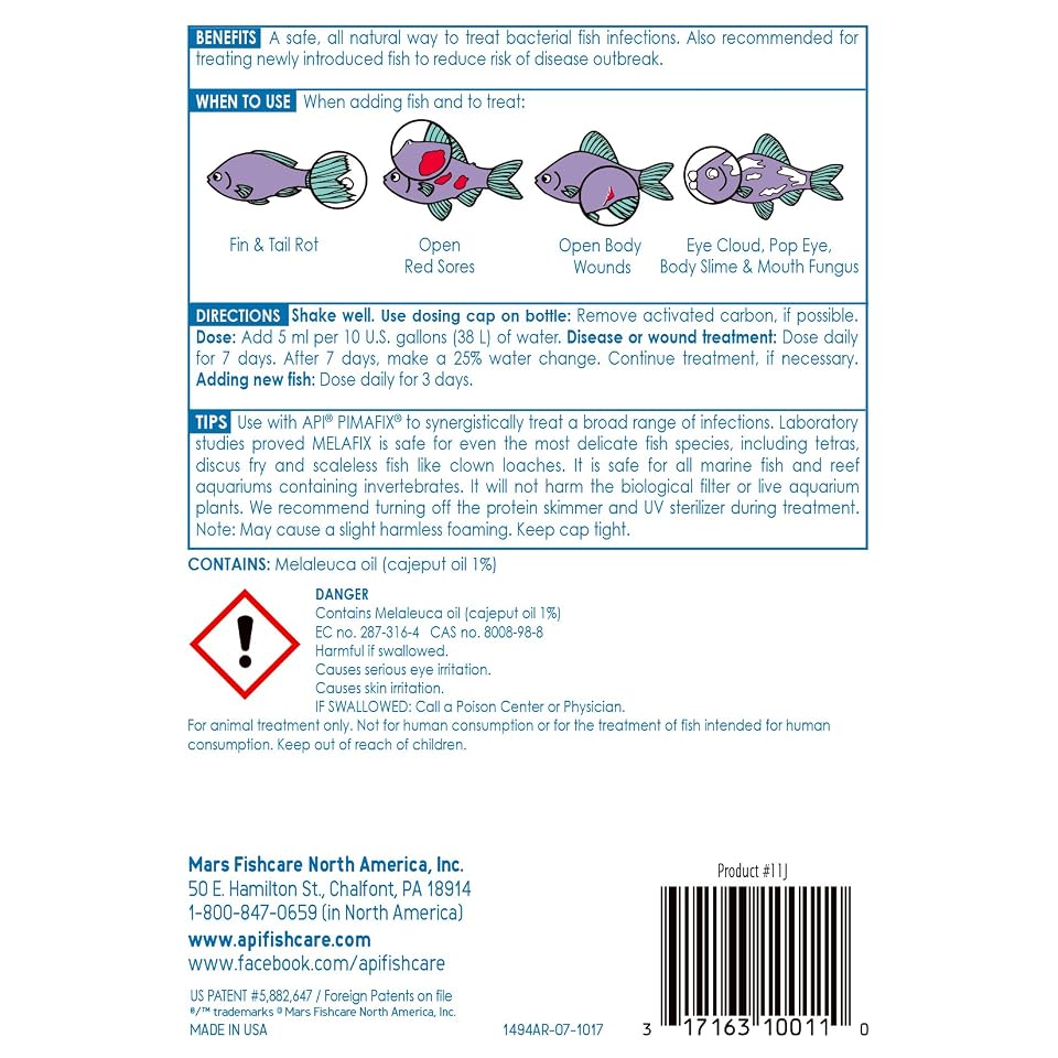 API MELAFIX Freshwater Fish Bacterial Infection Remedy 16-Ounce Bottle