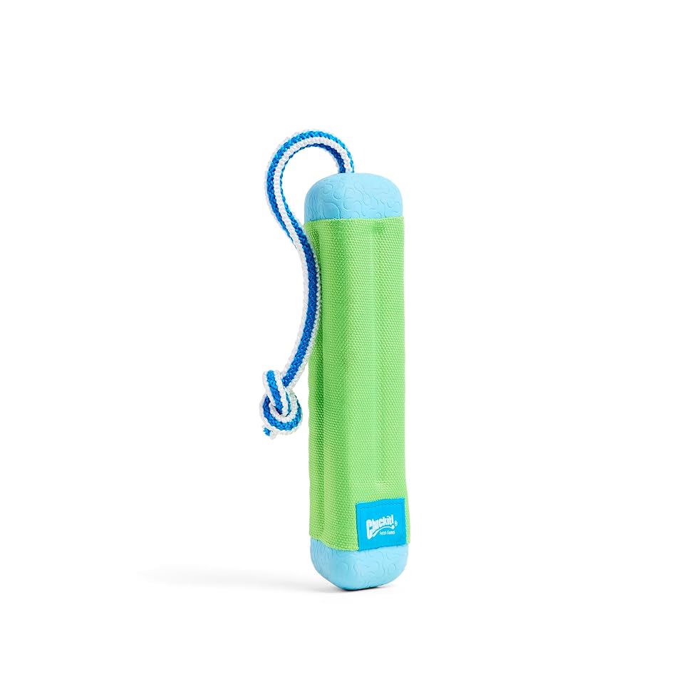 Chuckit! Amphibious Bumper Fetch and Float Toy 2 Sizes Assorted Colors | Floats in Water & Keeps Dogs Busy with Interactive Fetch Play; Made of Tough Rubber, Nylon & Foam with Non-Slip Rope Handle