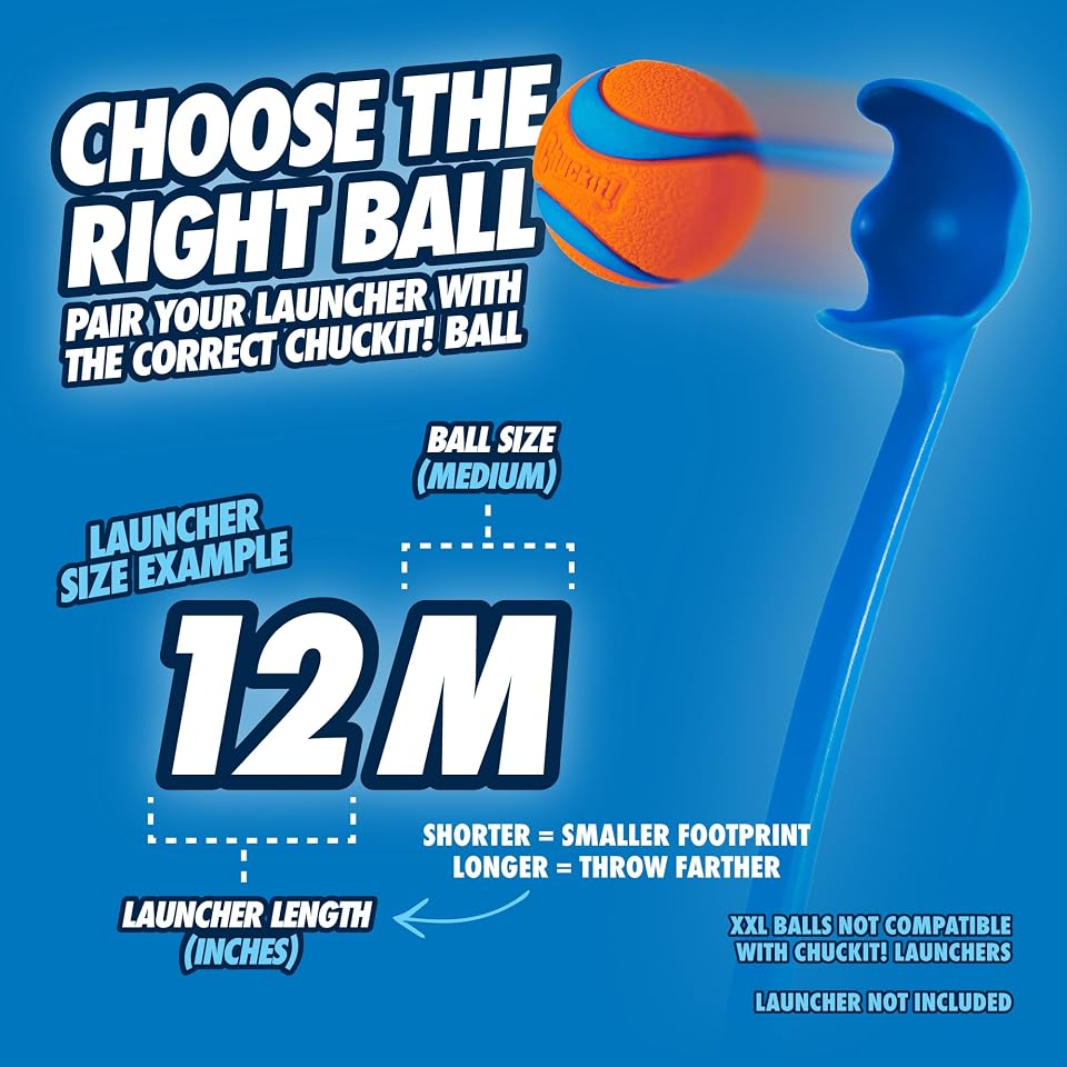 Chuckit! Classic 26M Dog Ball Launcher, 26in, Includes Medium 2.5in Ball | Compatible with Medium 2.5 In Balls, for Dogs 20-60 Pounds, Made in USA, Comes with 1 Medium Ultra DogBall