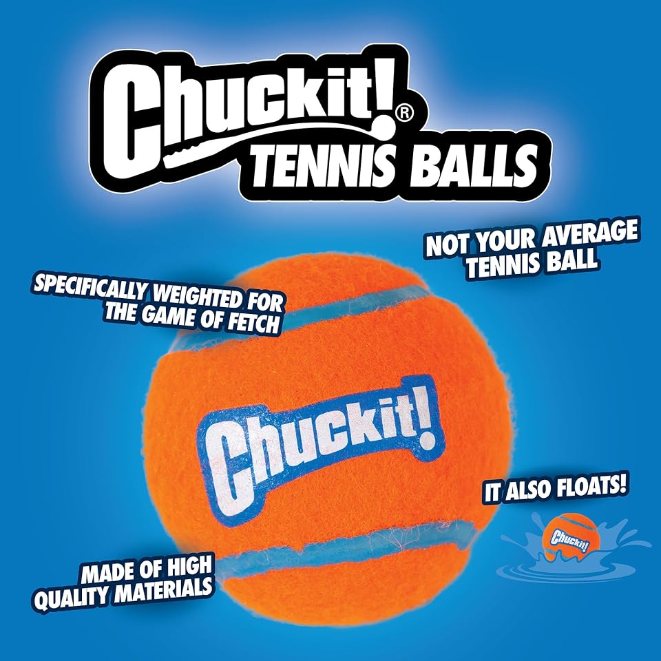 Chuckit! Dog Tennis Ball Toy, Medium 2.5in, 4 Pack, for 20-60lbs Dogs | Made for Dogs Weighing 0 to 100 Pounds 