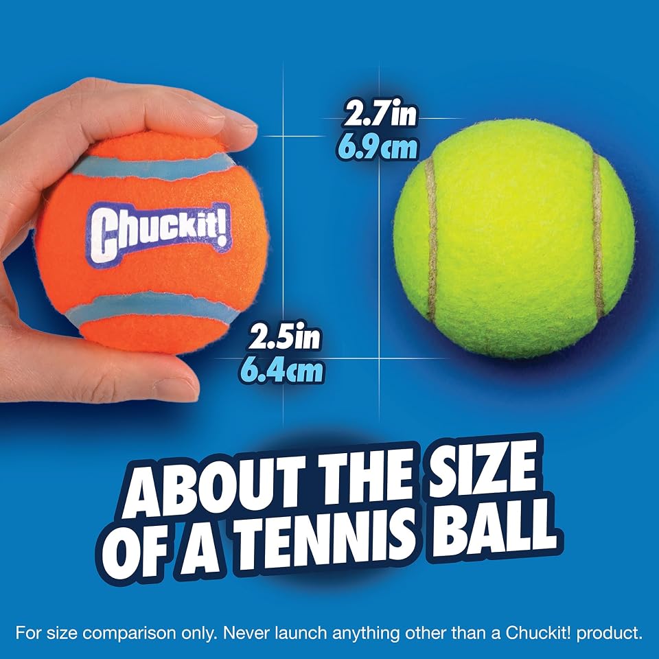 Chuckit! Dog Tennis Ball Toy, Medium 2.5in, 4 Pack, for 20-60lbs Dogs | Made for Dogs Weighing 0 to 100 Pounds 