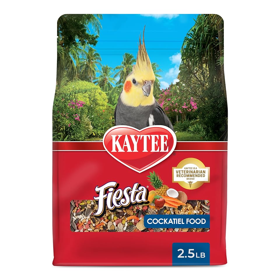 Kaytee Fiesta Cockatiel Bird Food, Nutritious Fun Blend, 2.5 Pounds | Foraging fun. Bird feed blend. Bird seeds, fruits, vegetables 