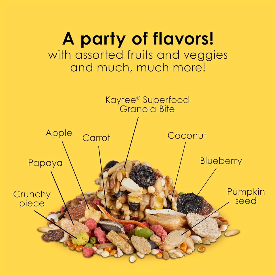 Kaytee Fiesta Cockatiel Bird Food, Nutritious Fun Blend, 2.5 Pounds | Foraging fun. Bird feed blend. Bird seeds, fruits, vegetables 