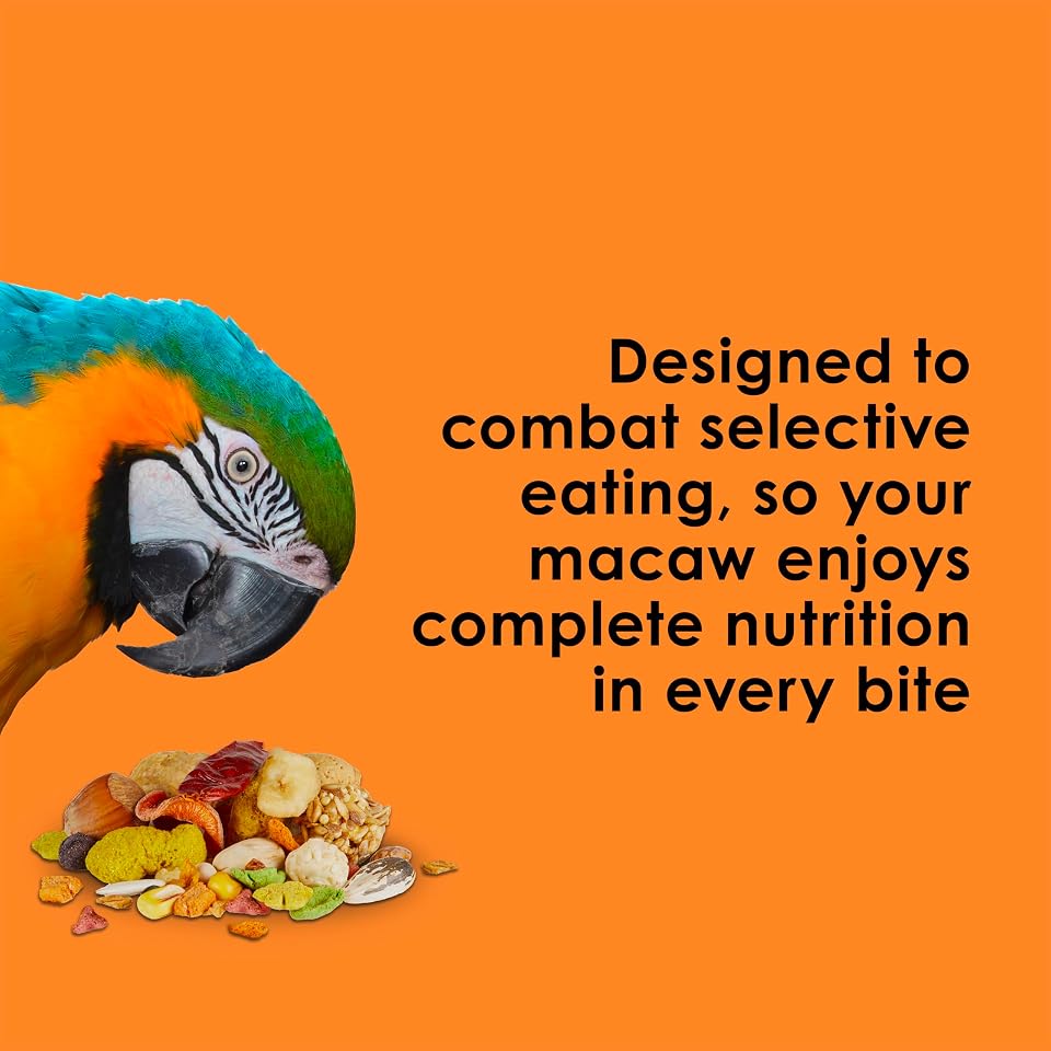 Kaytee Fiesta Macaw Food, Nutritious and Fun Blend, 4.5 Pounds | Foraging fun at meals. Complete bird feed blend. Shapes, textures, bird feed
