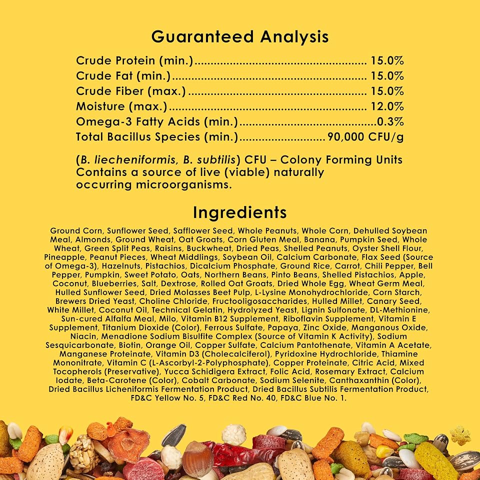 Kaytee Fiesta Macaw Food, Nutritious and Fun Blend, 4.5 Pounds | Foraging fun at meals. Complete bird feed blend. Shapes, textures, bird feed