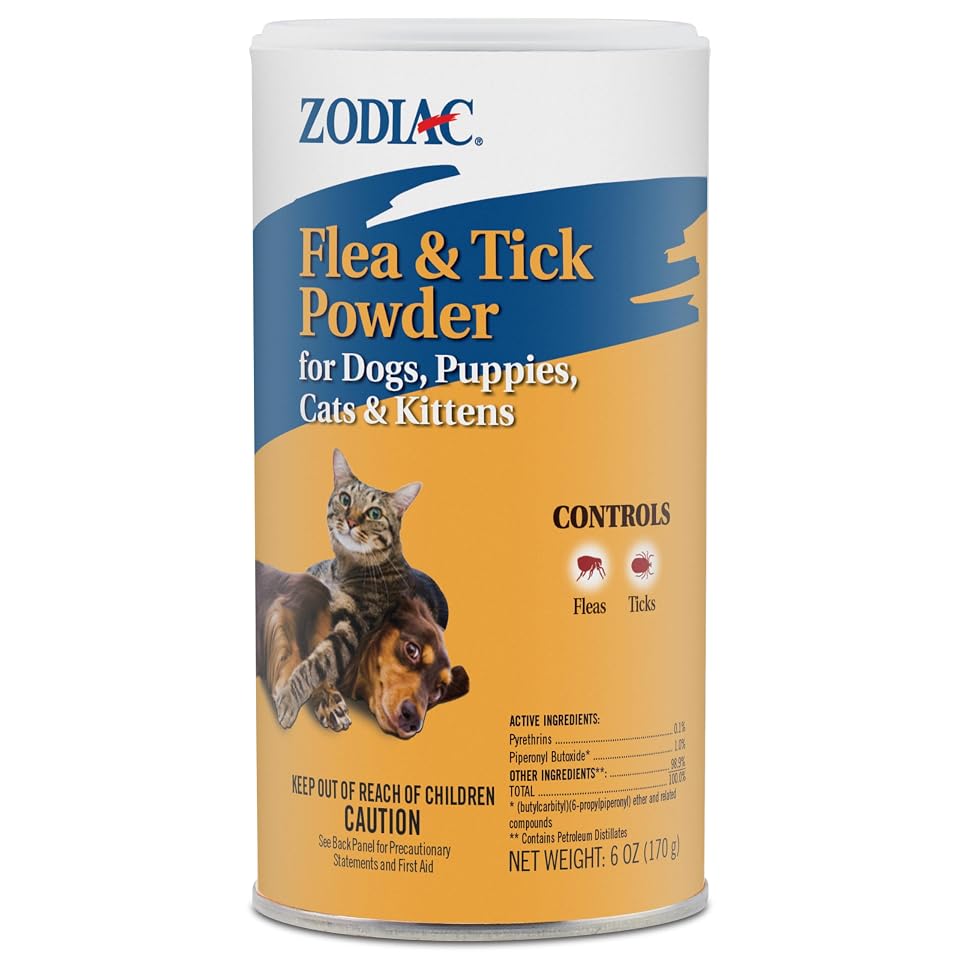 Zodiac Flea & Tick Powder for Dogs, Puppies, Cats & Kittens beige Small | Flea powder for dogs and cats 12 weeks or older; apply weekly for continued flea killer and tick control