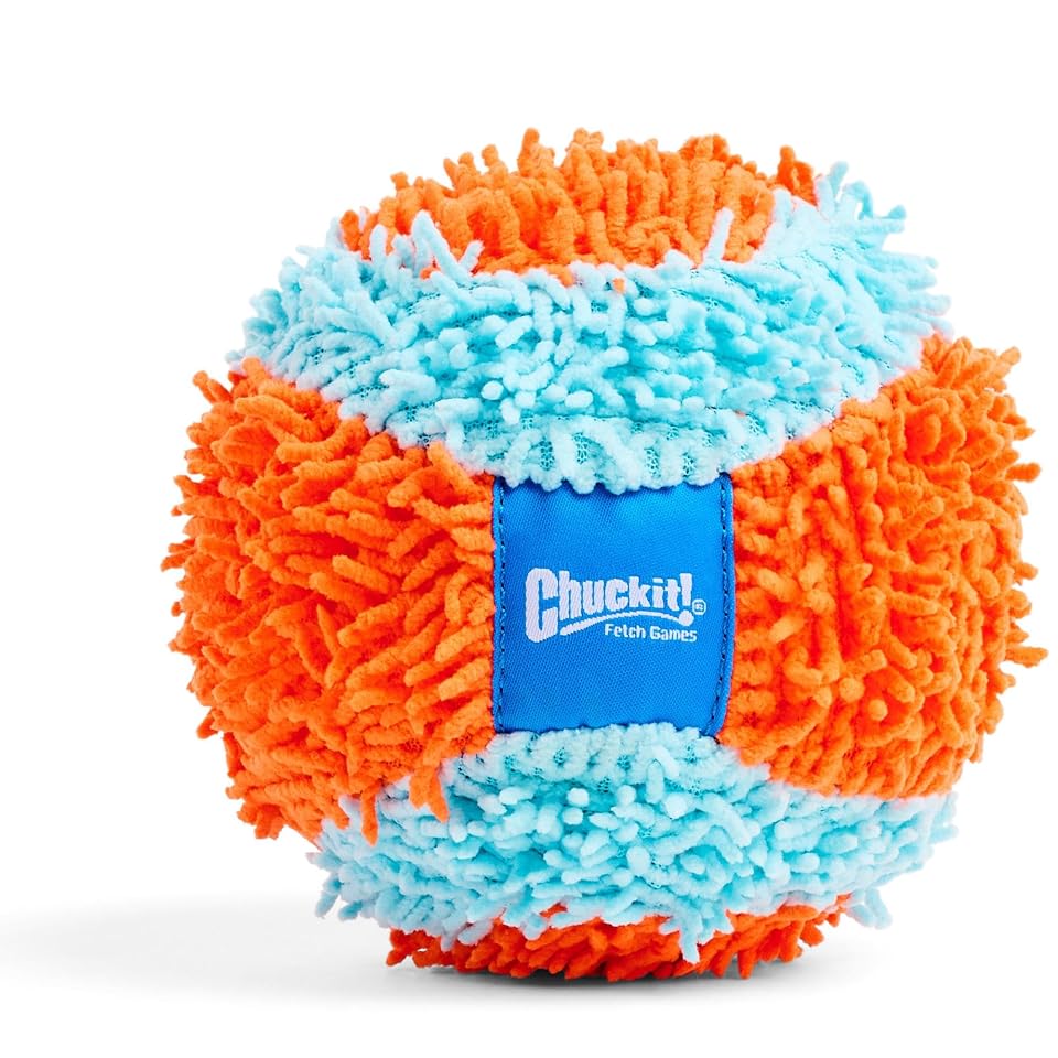 Chuckit! Indoor Fetch Ball Dog Toy, 4.75in, Orange and Blue | Interactive Dog Toy Designed to Relieve Boredom with Safe, Engaging Fetch Play for Dogs Indoors, Rain or Shine