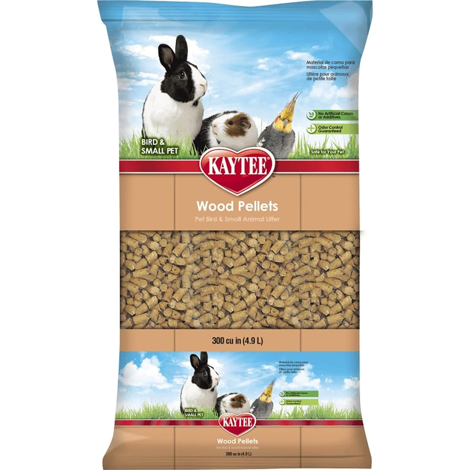 Kaytee Wood Pellets Pet Bird & Small Animal Litter, 8 lb Bag | Cleaner habitats. Wood pellet litter for rabbit bedding. Natural guinea pig bedding, won't stick or cling, easy clean-up