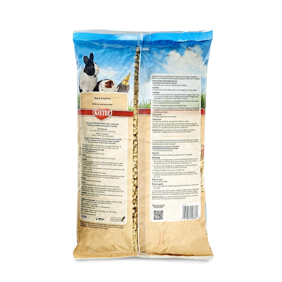 Kaytee Wood Pellets Pet Bird & Small Animal Litter, 8 lb Bag | Cleaner habitats. Wood pellet litter for rabbit bedding. Natural guinea pig bedding, won't stick or cling, easy clean-up