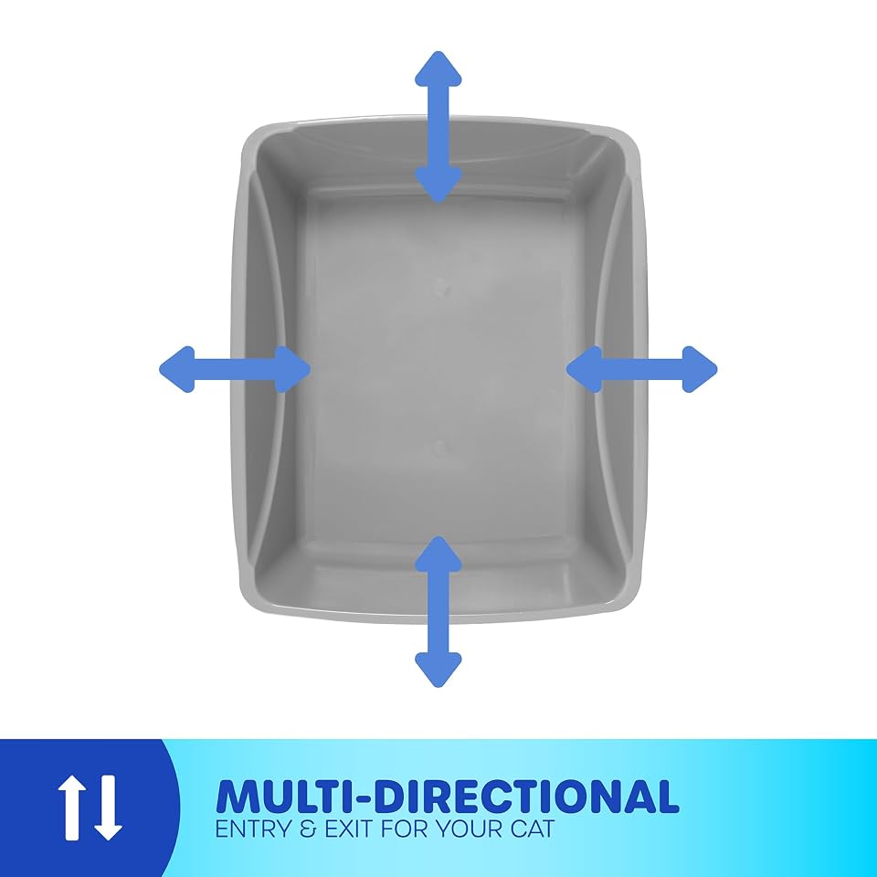 Petmate Basic Open Plastic Cat Litter Pan, Gray, Small | Multidirectional and Easy to Clean, 14 In x 10.5 In x 3.5in, Recommended for Kittens and Small Cats, Made in USA