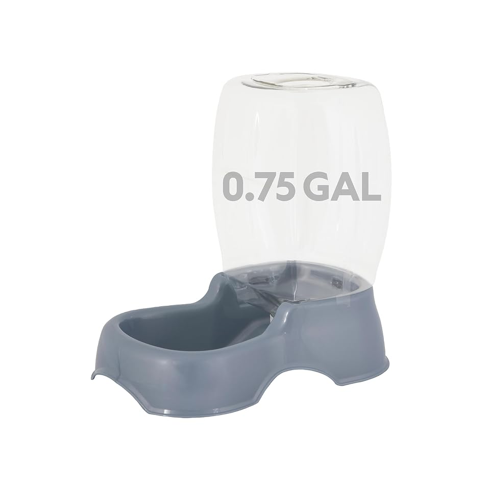 Petmate Pet Cafe Gravity Water Dispenser, 0.75 GAL, Pearl Gray | Bowl for Cats and Dogs, USA Made