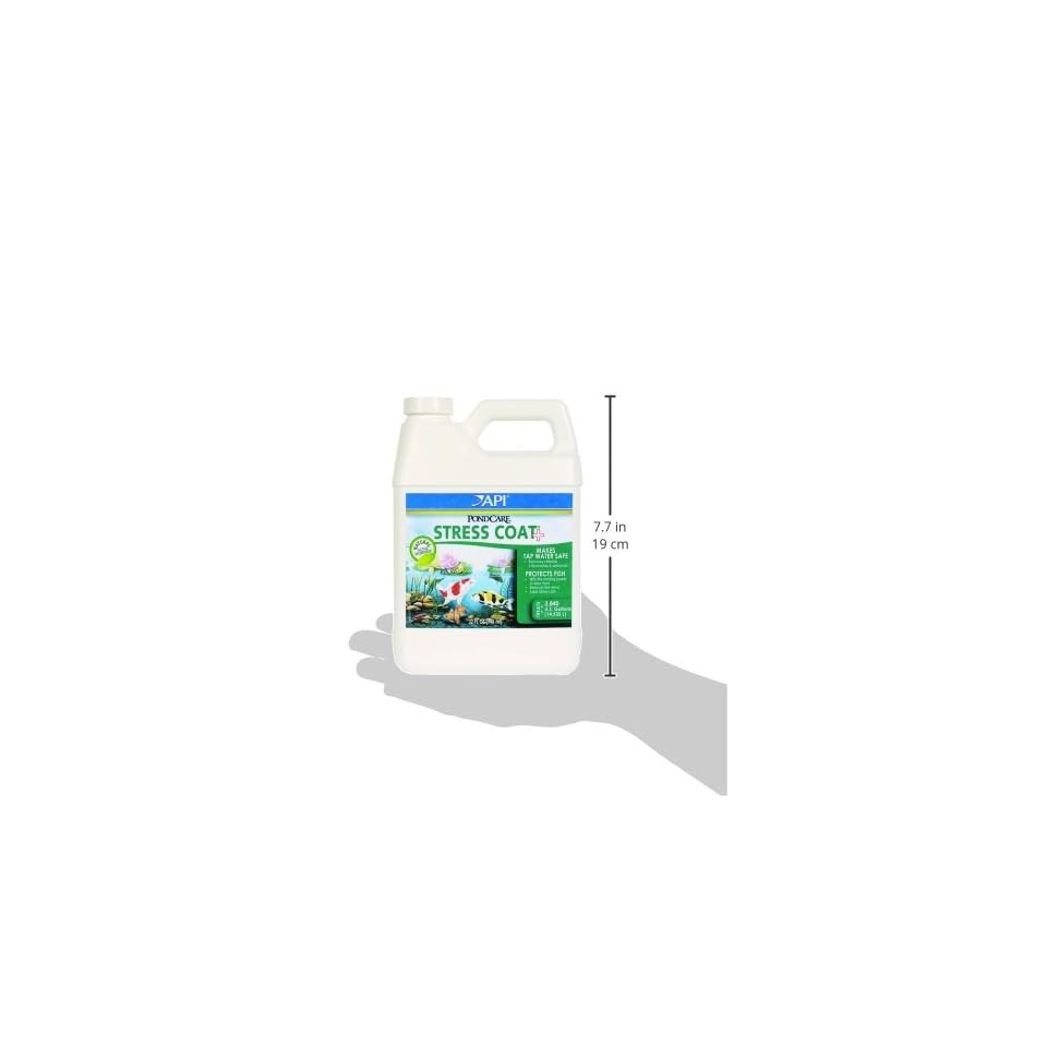 API POND STRESS COAT (32 fl oz) Pond Water Conditioner - Quickly Makes Tap Water Safe for Fish & Plants - Up to 3840 Gallons - Removes Chlorine, Ammonia & More - Aloe Vera - Natural Active Ingredient
