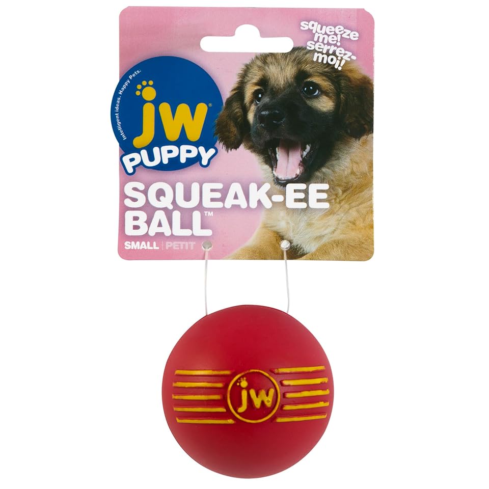 JW Squeak-ee Ball Puppy Toy | Water Resistant Design.