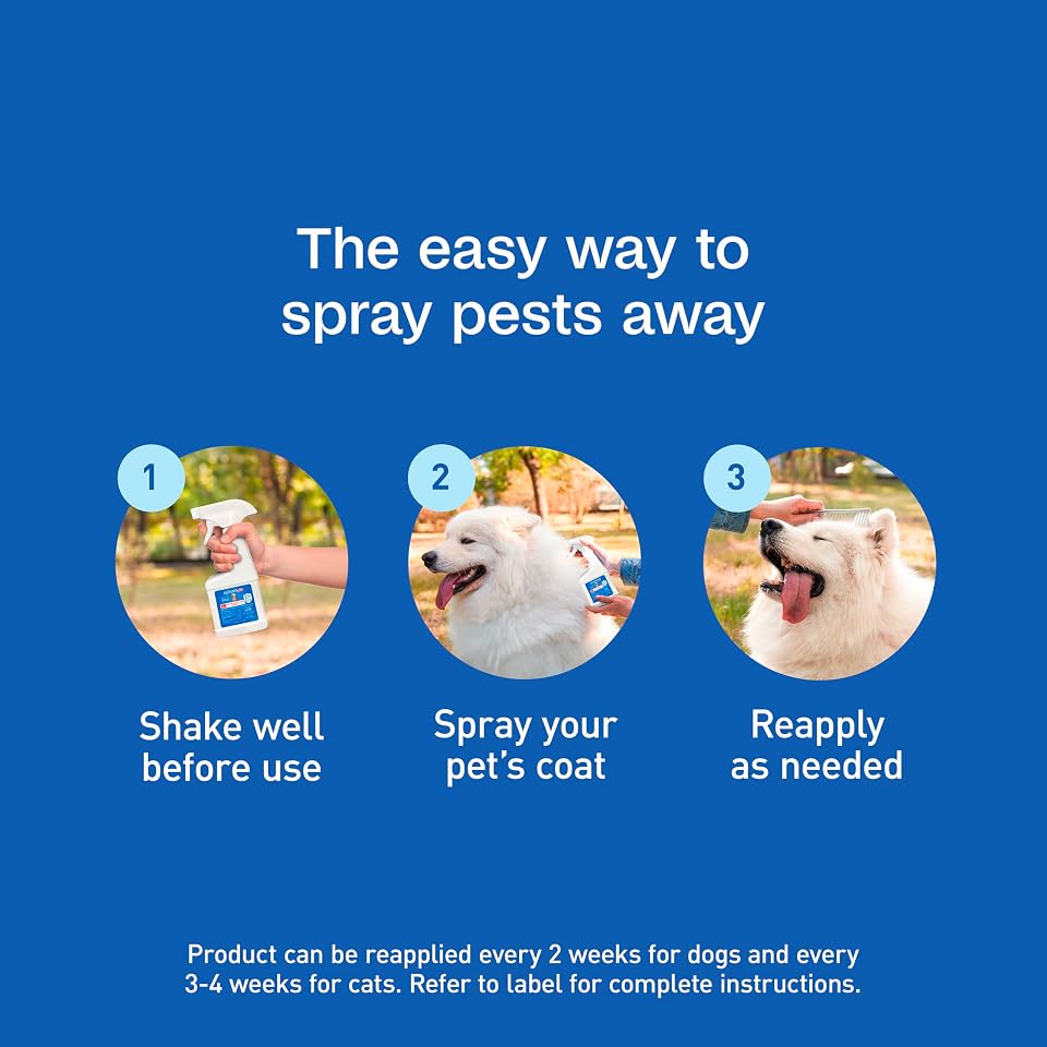 ADAMS Plus Flea and Tick Spray for Dogs & Cats, Kills Fleas and Ticks, Repels Mosquitoes, Prevents Infestations up to 2 Months, Treatment for Dogs, Cats, Puppies & Kittens, 8 Fl Oz