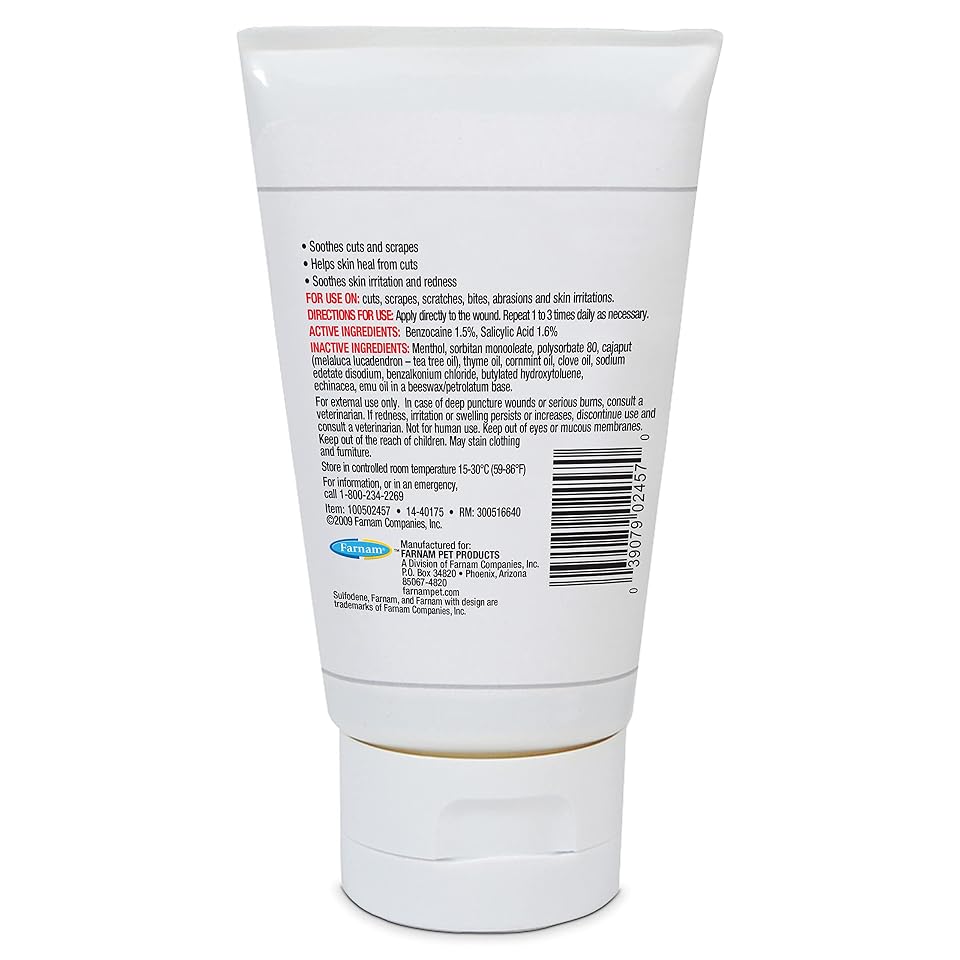 Sulfodene Wound Care 3-Way Ointment for Dogs & Puppies, Soothes Cuts, Scrapes, Skin Irritation, and Redness, First Aid Relief that Supports Skin Healing and Comfort, 2 oz