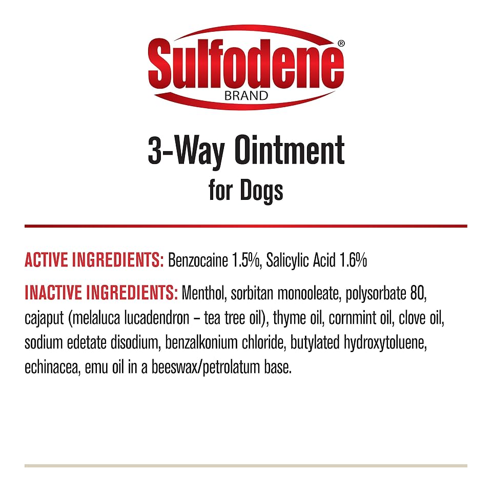 Sulfodene Wound Care 3-Way Ointment for Dogs & Puppies, Soothes Cuts, Scrapes, Skin Irritation, and Redness, First Aid Relief that Supports Skin Healing and Comfort, 2 oz