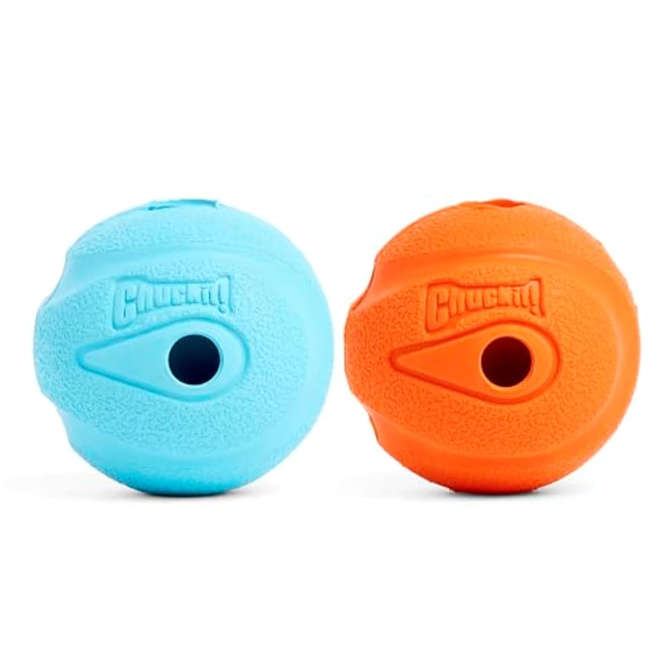 Chuckit! The Whistler Ball Dog Toy, Medium 2.5in, Multicolor, 2 Pack | For Dogs 20-60 lbs