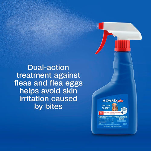 ADAMS Plus Flea and Tick Spray for Dogs & Cats, Kills Fleas and Ticks, Repels Mosquitoes, Prevents Infestations up to 2 Months, Treatment for Dogs, Cats, Puppies & Kittens, 16 Fl Oz
